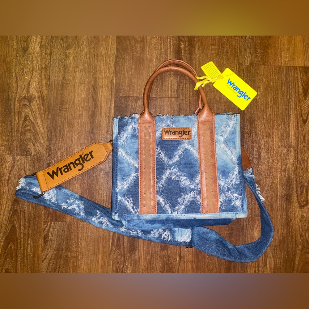 Wrangler Mini Denim Tote Crossbody Purse Southwestern Cowgirl